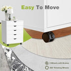 DUMOS 5 Drawer File Cabinet Mobile Vertical Filing Cabinet Wood Storage Dresser with Wheels Rolling Under Desk Printer Stand Organizer for Office Home Bedroom - Image 5
