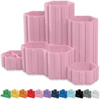Glassboard Studio Hexaflex Organizer Set - Pen and Pencil Holder for Desk, Versatile Hexagon Design, Adjustable Dividers, 12 Color Options - Desk and Office Organization (Blush Pink) by GlassboardStudio