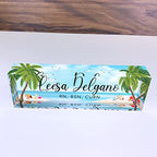 Artblox Office Desk Name Plate Personalized | Custom Name Plates for Desks | Sea Beach Design On Clear Acrylic Glass | Office Desk Decor - (8" x 2.5") - Image 4