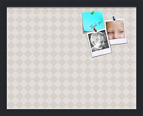PinPix 19x15 inch Cork Bulletin Board. This Decorative Framed Pin Board Comes with Diamond Pattern in Shades of Grey Design and Satin Black. Ideal for Home, Office Decor or School (PinPix-373) by PinPixBulletinBoards