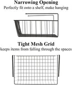Tebery 4 Pack Black Under Shelf Wire Basket, Hanging Storage Baskets Under Cabinet Add-on Storage Racks, Slide-in Baskets Organizer for Kitchen Pantry Desk Bookshelf - Image 4