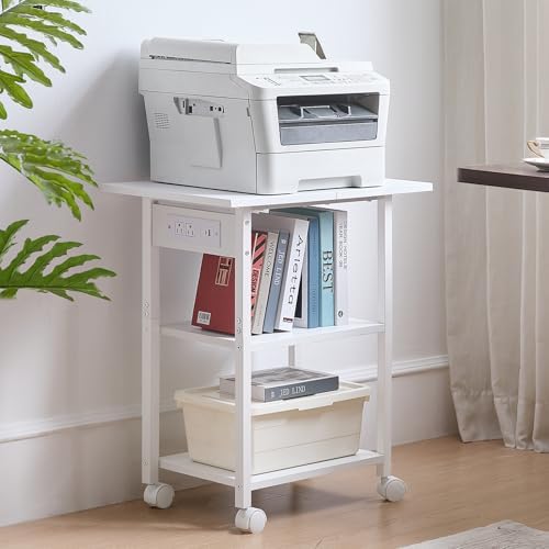 Lerliuo 3-Tier Printer Stand with Charging Station, Rolling Printer Table - Image 3