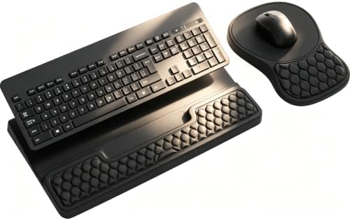 Ergonomic Keyboard and Mouse Pad Combo with Stand/Wrist Rest, Black by Unknown