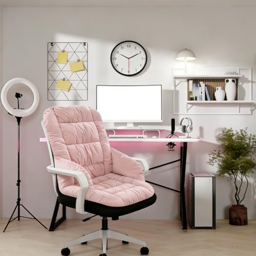 Desk Chair Cushion with High Back Support Office Chair Pad with Non-Slip Bottom Soft Cute Pink Seat Cushion for Office Car Gamer Home Kitchen - Image 6