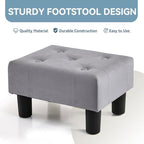 Poofzy Small Foot Stool Ottoman, Velvet Ottoman Foot Rest with Legs, Rectangle Foolstool Ottomans for Couch, Ottoman Foot Stools for Living Room Entryway (Gray), Grey - Image 4