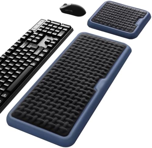 MEKASS Extra Large Wide Wrist Rest Set for Keyboard and Mouse, Ergonomic Memory Foam Wrist Support with Non-Slip Silicone Base, Pain Relief, Desk Cushion for Office, Work, Gaming by Mekass