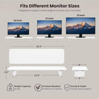 Bamboo Monitor Riser, Wide Desktop Monitor Stand for Desk with Clear Acrylic Legs, 31.5 x 8 inch Bamboo Wood Shelf, Fit Keyboard, Home Office Workspace Accessories, Study Stationaries Storage (White) - Image 2