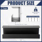 2 Pack Under Desk Cable Management Tray,Hold 11 lbs, 16 x 5 x 3 Inch, Black - Image 3