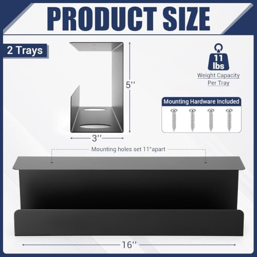 2 Pack Under Desk Cable Management Tray,Hold 11 lbs, 16 x 5 x 3 Inch, Black - Image 3