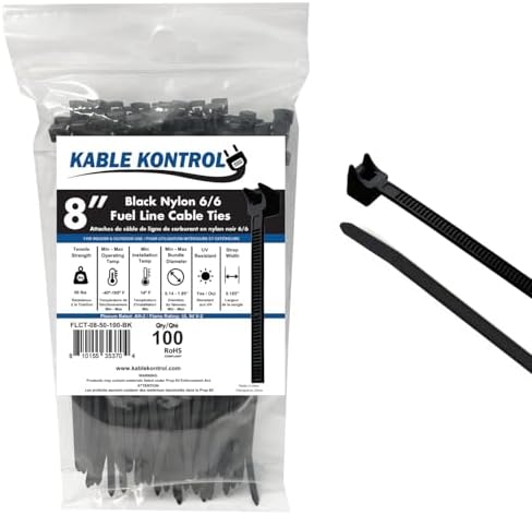 Kable Kontrol Fuel Hose Zip Ties, 8 Inch 10,000 Pcs, 50 Lbs Test – Black by KABLEKONTROL%C2%AE