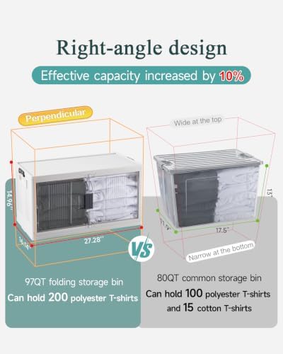 OlarHike 97QT Storage Bins with Lids for Closet, Garage, Shelves, 5 Pack - Image 5