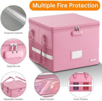 ENGPOW 5200°F File Box Fireproof Document Box with Lock,Heat Insulated Collapsible File Storage Organizer Box with Handle,Portable Home Office File Cabinet for Hanging Letter/Legal Size Folder, Pink - Image 5