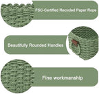Woven Paper Rope Wicker Basket for Organizing(Set of 3,Green) - Image 6