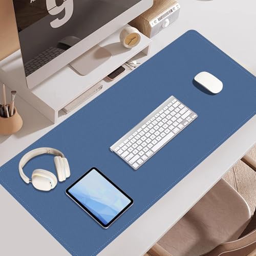 BLESWIN Large Desk Pad, 47.2'' x 23.6'', Office Desk Mat, Computer Mat for Desk, Leather Desk Pad Protector, Sewing Desk Blotter, Desktop Writing Pad for Office/Home/Decor Lake Blue - Image 6