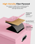 Oterri 2 Pack File Storage Organizer Box,Filing Box,Portable File Box with Lid,Fit for Letter/Legal File Folder Storage, Pink(Leather)-Box only - Image 2
