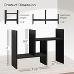 Jerry & Maggie Desktop Organizer Office Storage Rack Adjustable Wood Display Shelf Free Style Double H, Multi-Functional Mini Bookshelf for Desk Natural Stand (Black) - Image 2