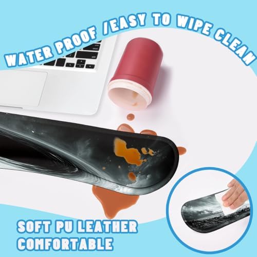 Black Hole Desk Mat Set Space Galaxy Art Large Mouse Pad with Wrist Rest 4in1 Desk Mat for Desktop Ergonomic Keyboard Wrist Support Anti-Slip Computer Ergonomic Mouse Pad Home Office Gaming - Image 5