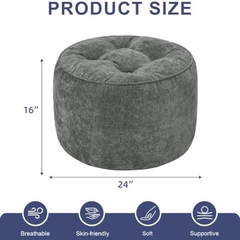 Hobestluk Round Oversized Ottoman Foot Leg Rest Under Desk for Couch - Image 2