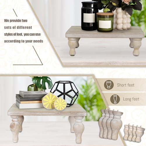 MAONAME Decorative Wood Display Risers, Washed White Wooden Pedestal Stand - Image 5