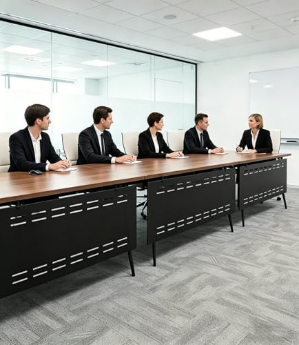 Under Desk Privacy Panel, Metal Material, 42.5 x 15.8", Black - Image 4