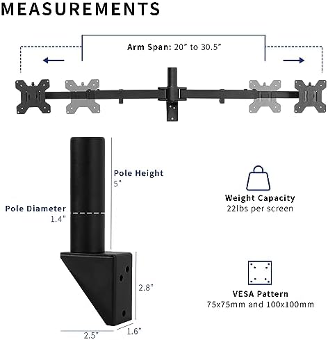 VIVO Premium Dual 21 to 32 inch LCD LED Monitor Wall Mount, Heavy Duty Telescoping Arms, Flush Wall Setup, Fits 2 Screens, Black, MOUNT-TS32B - Image 3
