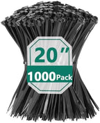 1000PCS 20 inch Black Zip Ties 78LBS Tensile Strength Self-Locking heavy duty UV Resistant Cable Tie Wraps for indoor and outdoor use(Black) by MasiStranth