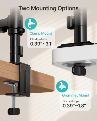 PEGZONE Dual Monitor Stand for 17-32 Inch Screens, Gas Spring Arms - Image 4