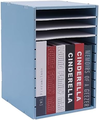 Vertical Desktop Literature Organizer, 11‑compartment File Sorter, Blue - Image 4