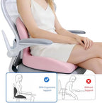 Adjustable Memory Foam Lumbar Cushion - Ergonomic Lower Back Support Pillow with Cotton Cover, Mid-Height Customizable Design for Office Chair, Car Seat, Long Sitting (Pink, Large) - Image 2
