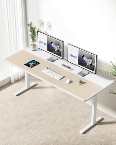 YSAGi Leather Desk Pad Protector, Office Desk Mat, Large Mouse Pad, Non-Slip PU Leather Desk Blotter, Laptop Desk Pad, Waterproof Desk Writing Pad for Office and Home (Eggshell,55" x 17.2") - Image 5