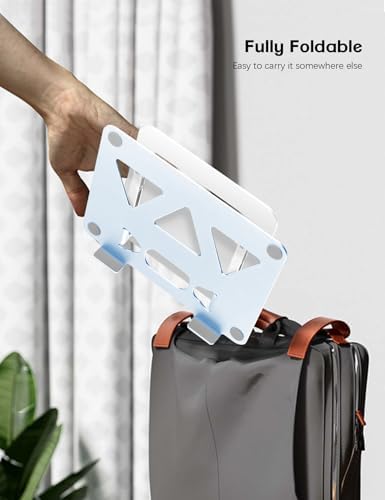 Aoviho Adjustable Laptop Stand for Desk,Portable Laptop Stand Holder and Riser,Foldable Aluminum Notebook Computer Stands for MacBook Air Pro HP Lenovo Dell Samsung, 10-15.6 inch (Sky Blue-Silver) - Image 6