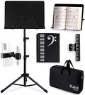 GLEAM Sheet Music Stand - Full Metal with Carrying Bag, Phone Holder, Sheet Music Folder and Clip, 5 in 1 Desktop Book Stand - Black by GLEAMMUSICSPORTS