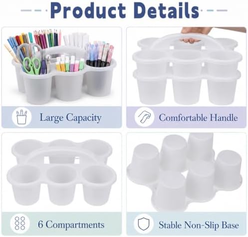6 Pack Classroom Caddy With Handle for School Supplies, Clear - Image 3