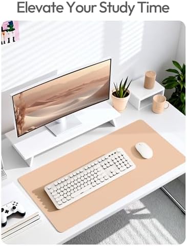 YSAGi Leather Desk Protector, Office Mat, Large Mouse Mat, Non-Slip PU Leather Blotter, Laptop Desk Mat, Waterproof Writing Pad for Office and Home(Latte, 63" x 17.2") - Image 6