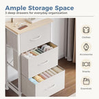 DUMOS 3 Drawer Nightstand for Bedroom, Small Night Stand Chest of Drawers - Image 4