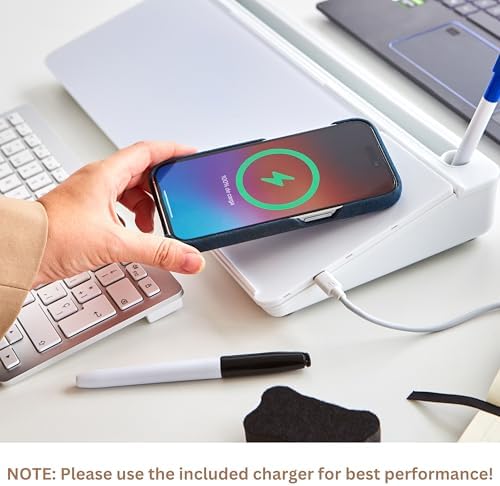Garood Desktop Whiteboard with Wireless Charger Adapter Included Desk Buddy Charging Desktop Whiteboard Keyboard Glassboard Dry Erase Board Dry Erase Accessories 15.8X7X2 inches - Image 4