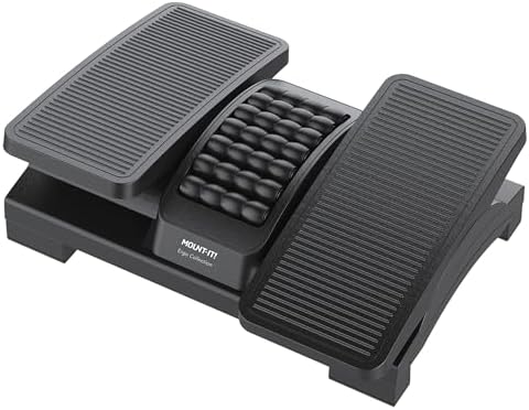 Mount-It! Ergonomic Footrest, Tilt Adjustable Individual Platforms, Height Adjustable Foot Rest with Massage Surface, Under Desk Foot Stool for Office, Leg Support and Improved Posture, Black by Mount-It