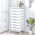 SYKIARIOL Rolling Storage Cart with Drawers, 8 Drawers Utility Cart,White by SYKIARIOL