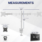 VIVO Dual Monitor Desk Mount, Heavy Duty Fully Adjustable Stand, Fits 2 LCD LED Screens up to 32 inches, White, STAND-V032W - Image 4