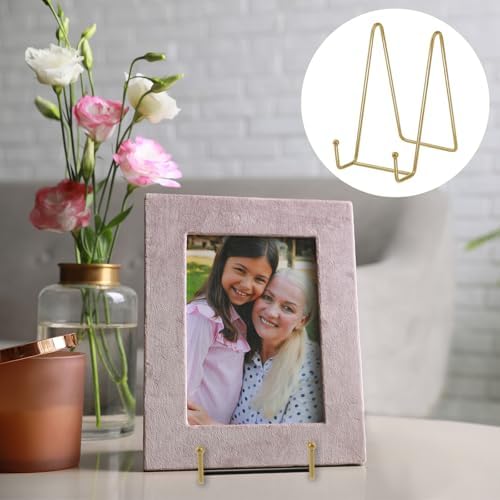 Hoteam 20 Pack Plate Stands for Display, Metal Photo Frame, Brass Gold - Image 4