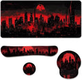 Dark City Desk Mat Set Red Moon Gothic Skyline Neon Mouse Pad with Wrist Rest 4in1 Desk Mat for Desktop Ergonomic Computer Desk Arm Wrist Anti-Slip Computer Ergonomic Mouse Pad Home Office Gaming by Unknown
