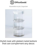 OfficeGoods 3-Tier Stackable Acrylic Holder, Clear with Silver Metal Base - Image 2