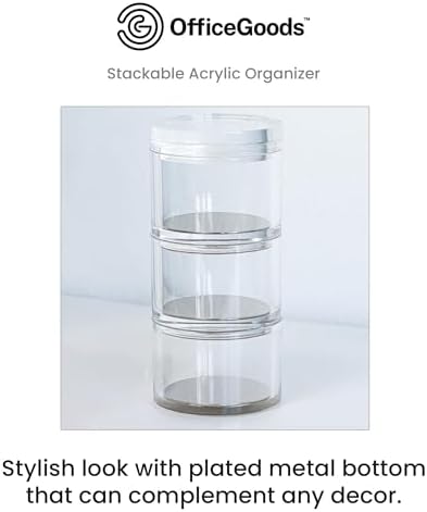 OfficeGoods 3-Tier Stackable Acrylic Holder, Clear with Silver Metal Base - Image 2