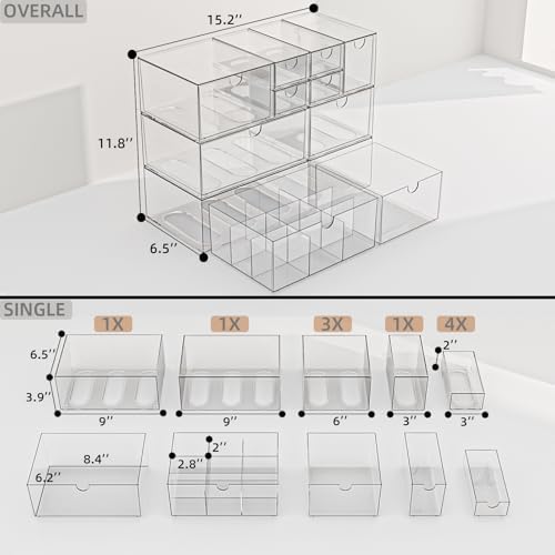Clear 10-Drawer Stackable Desk Organizer Storage Set - Image 3