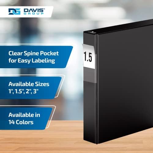 Premium Economy 3-Ring Binder, Spine Label, 1.5" Round Rings, Black, 6 Pack - Image 4