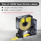 10 Pack Compatible for Dymo Rhino 18056 Black on Yellow 1/2" x 4.9' Industrial Heat Shrink Tube Labels for Rhino 1000 3000 4200 5000 5200 6000 3M Label Maker - Image 3