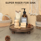 EOSAHR Acacia Wood Display Riser: Pedestal Stand for Home Decor, Dark Brown - Image 3