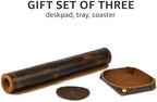 LEATHER VILLAGE Real Leather Desk Pad 3mm Thick Double Layer Desk Mat Brown. - Image 6