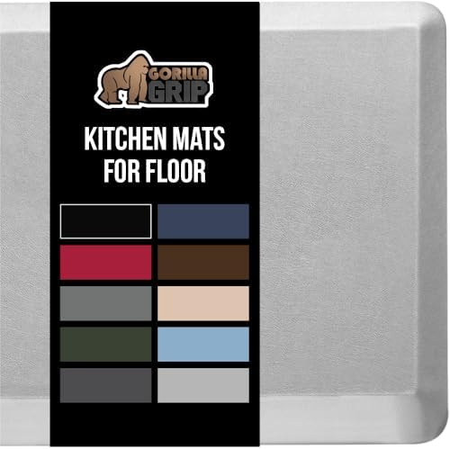 GORILLA GRIP Cushioned Antifatigue Kitchen Mat for Floor, 39x20, Light Gray by GorillaGrip