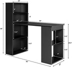 Tangkula Computer Desk with Bookshelf, Writing Study Desk with Storage Shelves & CPU Stand, Modern Compact Computer Workstation for Home & Office, Space-Saving Design (Black) - Image 2